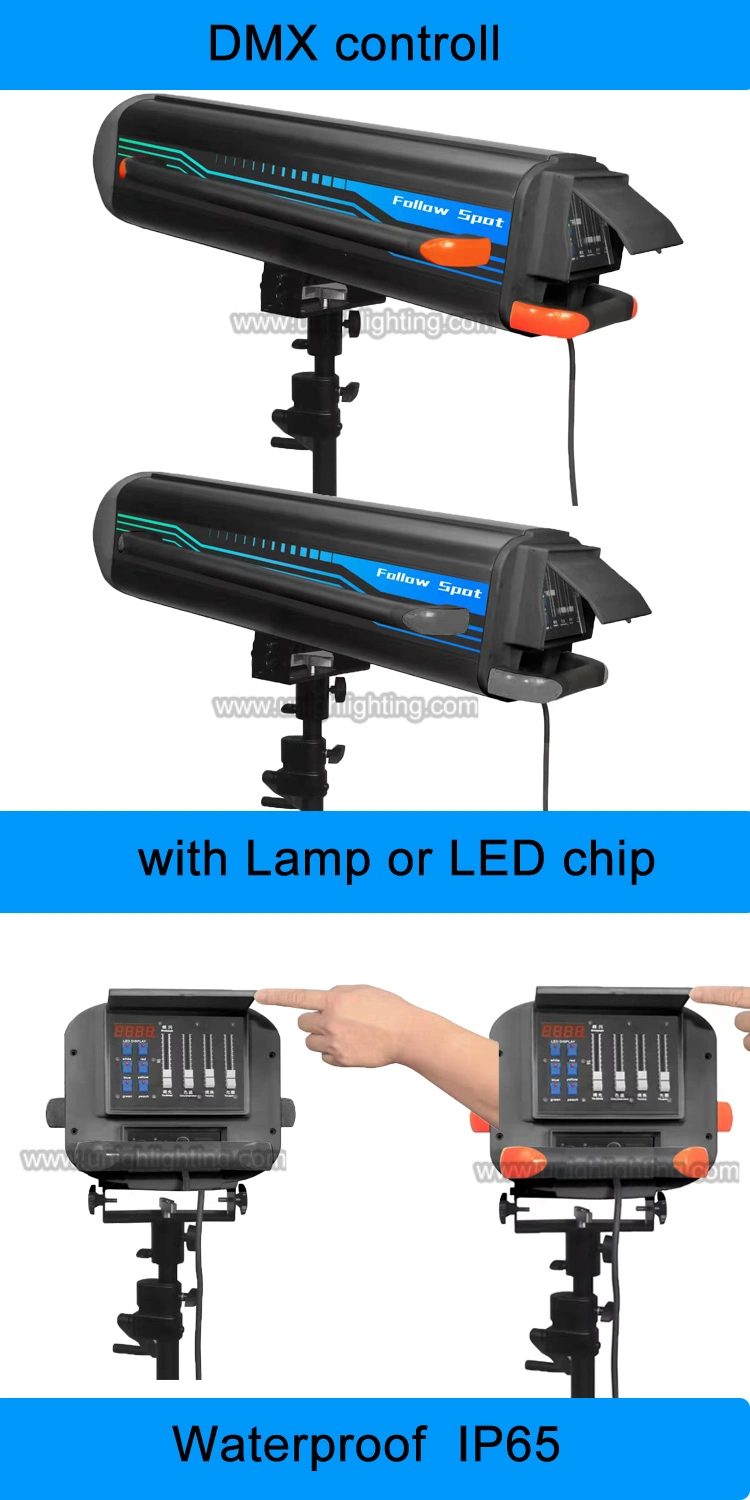 350W 380W 440W 470W 500W Lamp or 600W LED Follow Spot Stage Light 33200K-6500K 7 Colors Beam Sharpy Stage Spot Light