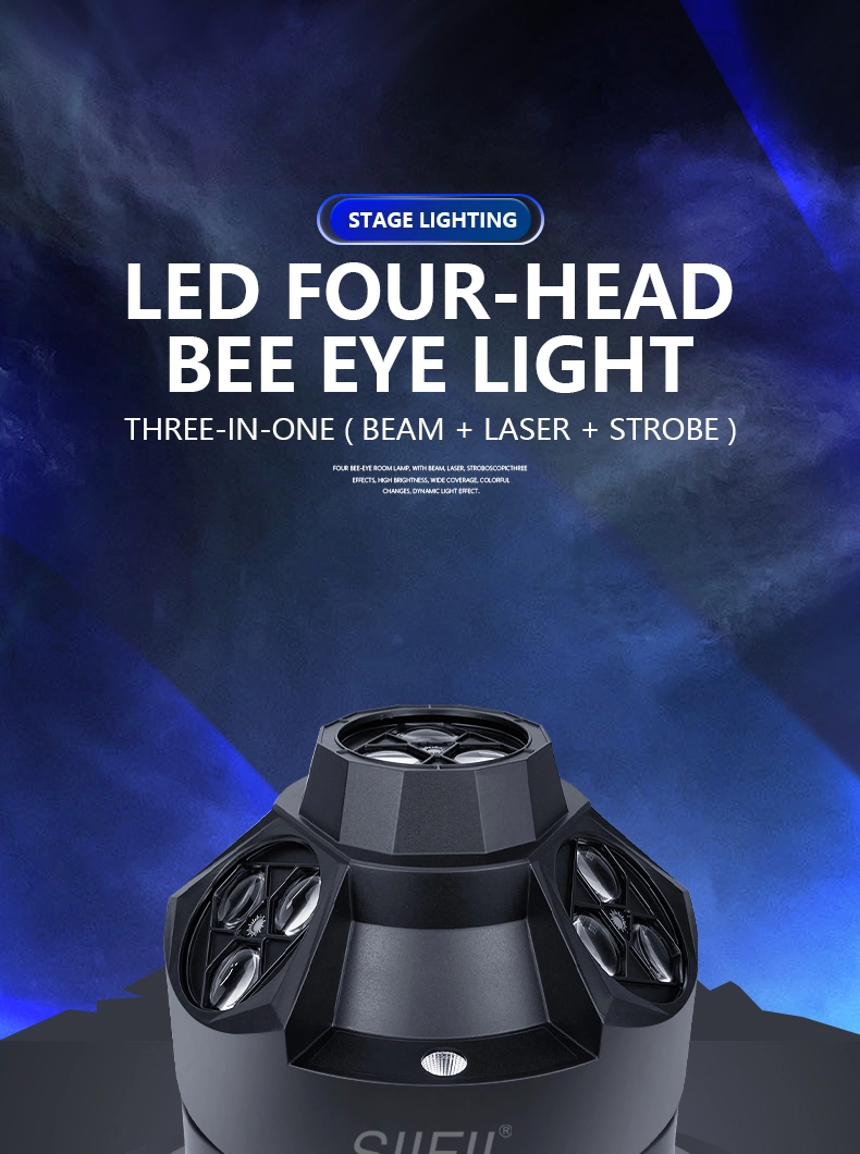 Professional New LED 4in1 Laser+Bee Eye+Beam+Strobe LED Christmas Special Effect Light