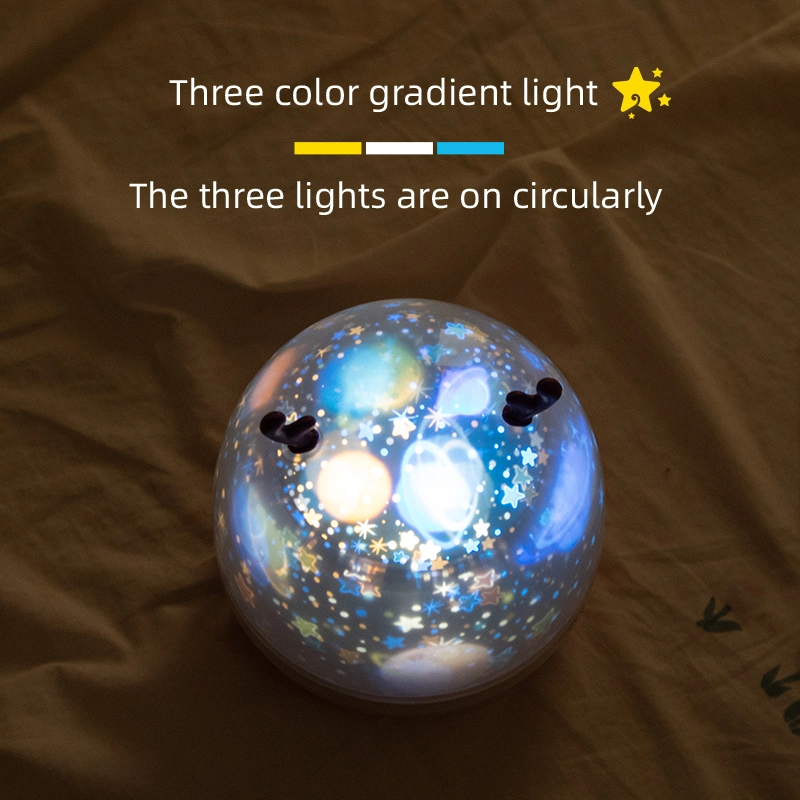 Novel Kids Gift LED Cute Deer Shape Night Sky Tricolor Projection Lamp Room Background Effect Light with 6 Kinds Pattern